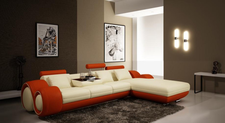 Patentiertes Design Ecksofa BERLINb Sofa + USB Polster Leder Ecke Wohnlandschaft