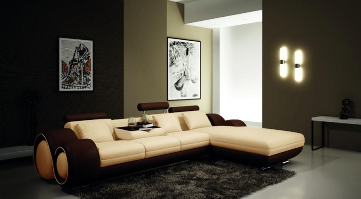 Patentiertes Design Ecksofa Sofa + USB,Polster Leder Ecke BERLINo Wohnlandschaft