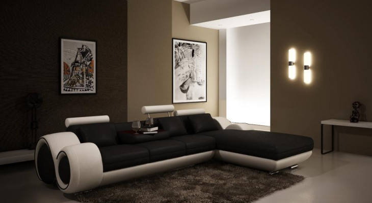 Patentiertes Design Ecksofa Sofa + USB,Polster Leder Ecke BERLINo Wohnlandschaft