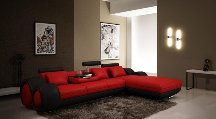 Patentiertes Design Ecksofa Sofa + USB Polster Leder Ecke Wohnlandschaft BERLIN