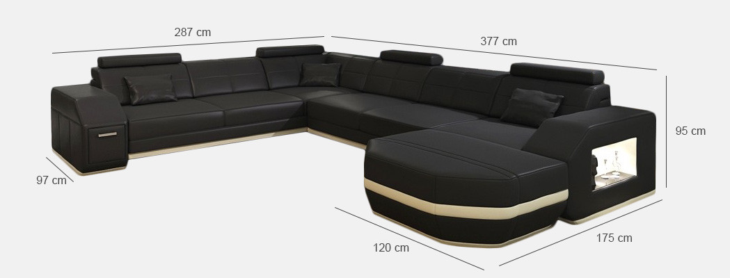 Ledersofa Ecksofa Wohnlandschaft Ecksofa Eckcouch Polster Sitz Ecke Neu USB+LED