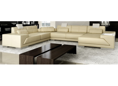 Ledersofa mit USB Couch Polster Ecke Wohnlandschaft Ecksofa Design Leder Neu LED