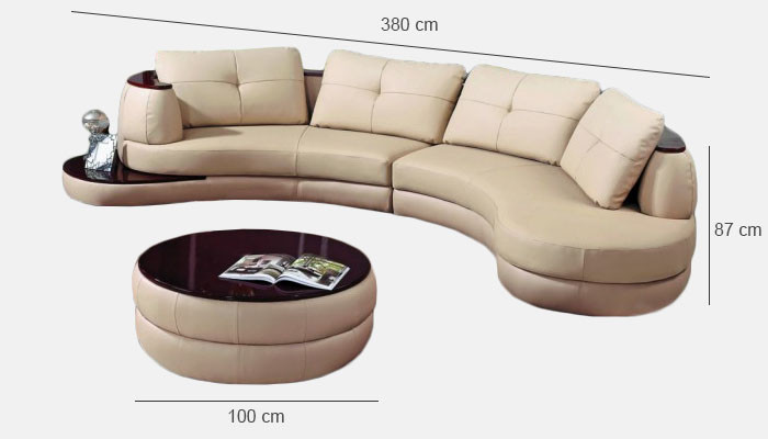 Designer Runde USB Ecksofa Wohnlandschaft Rundsofa Ledersofa Couch Sofa UForm