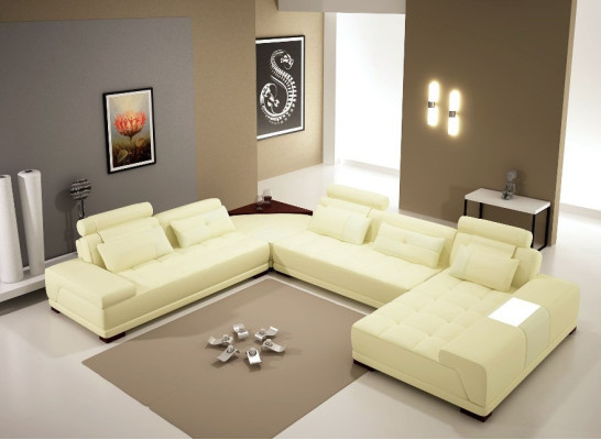 Wohnlandschaft Couch Polster Eck Garnitur Designer Ledersofa Big Sofa Neu + USB