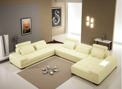 Wohnlandschaft Couch Polster Eck Garnitur Designer Ledersofa Big Sofa Neu + USB