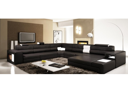 Design Sofa Ecksofa Polster Couch Eck Sitz Garnitur Wohnlandschaft Leder USB+LED
