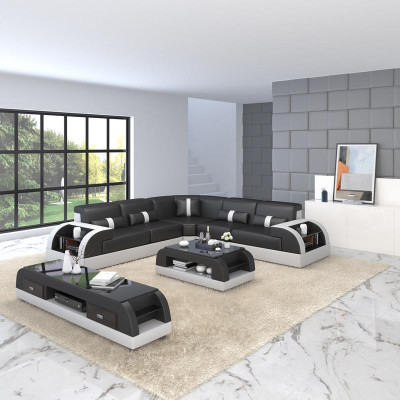 Wohnlandschaft L-Form Ecksofa Couch Design Polster Leder Garnitur Sofa Ecke Neu