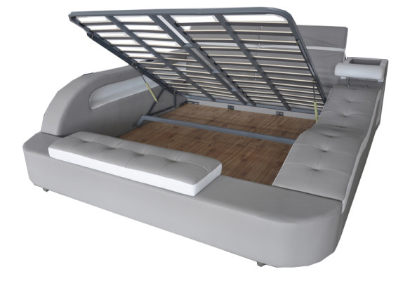 Doppel Luxus Design Leder Bett Polster Betten Moderne Hotel Multifunktion