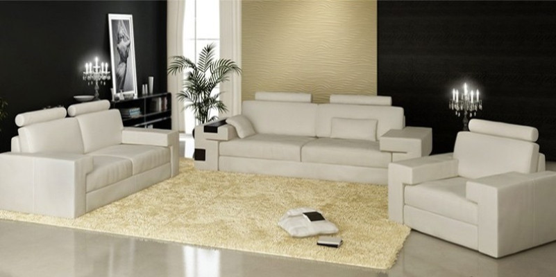 Ledersofa USB Moderne Sofagarnitur 3+2+1 Couch Sitz Polster Sofa Garnitur Set