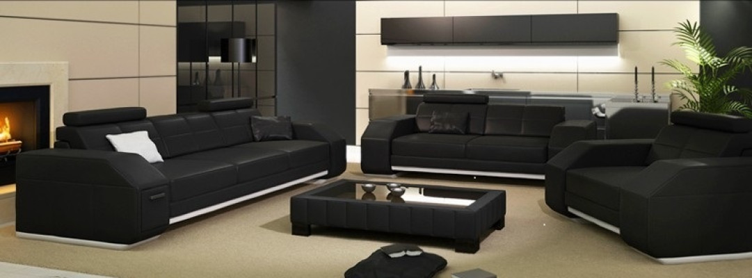 Designer Sofagarnitur Ledersofa USB Set 3+2+1 Garnitur Neu Sofa Couch Garnituren