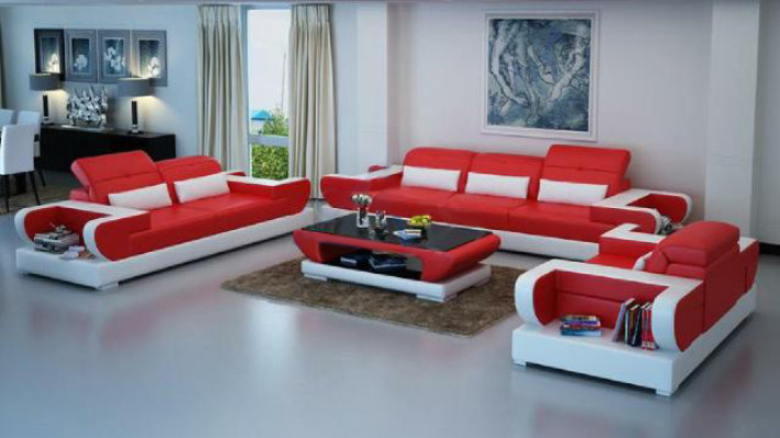 Sofagarnitur Couch Polster Leder Sitz Garnitur 3+2+1 Set Modernes Sofa mit USB