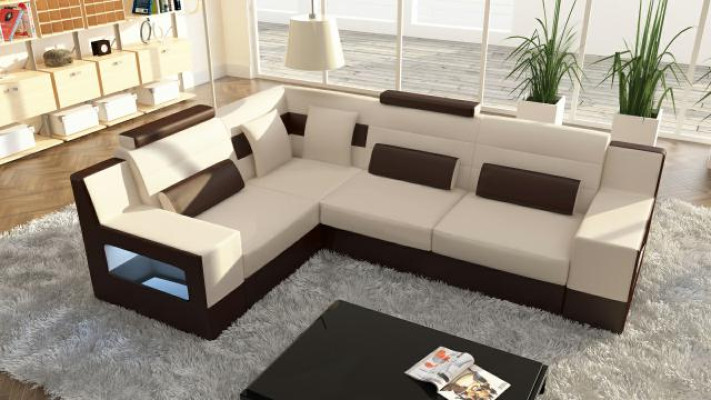 Wohnlandschaft Sofa + USB,Polster Ecke Ecksofa Garnitur Textil Stoff Leder Sofas