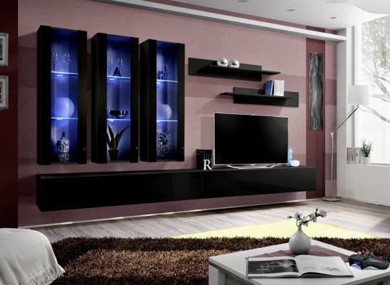 Moderne Design Wohnwand TV-Ständer Holz Wohnzimmer Möbel Einrichtung Wand Regale