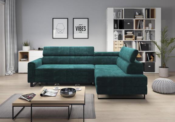 Grüne Ecksofa Textil Sofa Polstergarnitur Moderne Couch Wohnlandschaft L form