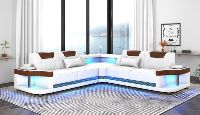 Design Esk Ecksofa L-form Modern Sofas Ledersofa Couch Wohnlandschaft Sofa Neu