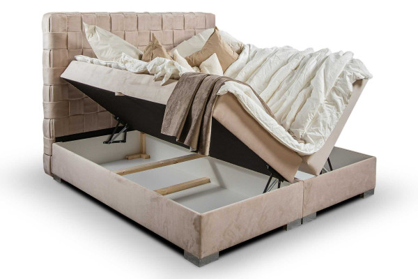 Polsterbett Betten beige Polster Designer Luxus Design 180x200 Doppelbett