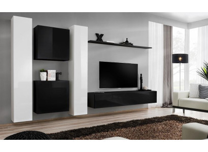Wohnzimmer Wohnwand Set 4tlg Gruppe Garnitur Schrank 4tlg. Holz Möbel Regal