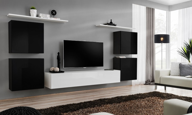Modern Komplett Wohnwand Wohnzimmer Einrichtung Luxus Wandschrank Wandregal