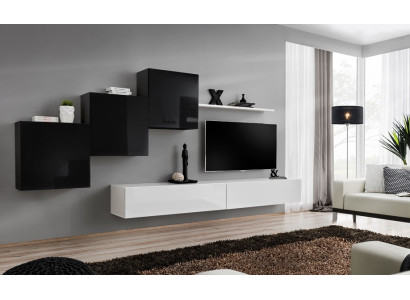 Komplett Designer Wohnzimmer 3x Wandschränke Weiß Sideboard 6tlg. Wohnwand Neu