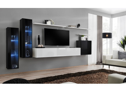 Design Weiß Wandschrank Wandregal TV-Ständer Luxus Wohnzimmer Vitrine Neu
