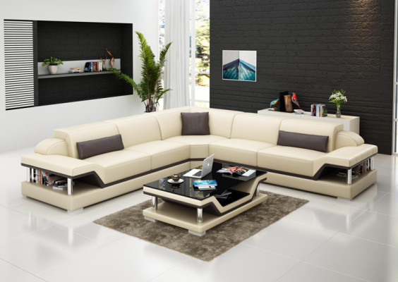 Ledersofa mit USB Wohnlandschaft Ecksofa Eck Garnitur Design Modern Sofa G8004B