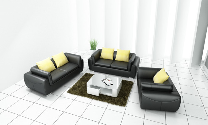 Ledersofa mit USB Wohnlandschaft 3+2+1 Sitzer Garnitur Design Modern Sofa Couch
