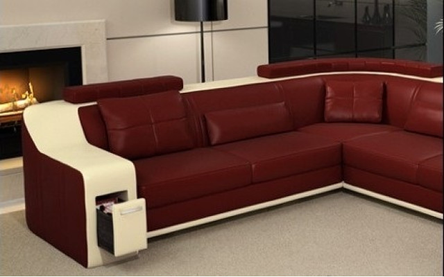 Ecksofa Leder Textil Sofa Couch USB Polster Wohnlandschaft L Garnitur Sitz Neu