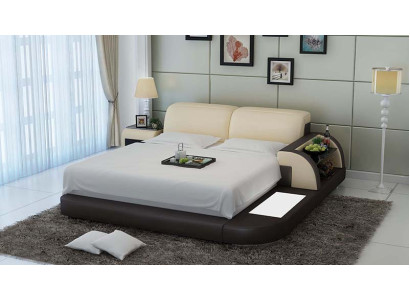 Design Bett XXL Big Betten Leder Hotel Polster 180x200 Multifunktion Regal USB