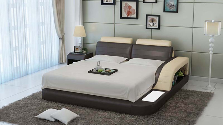 Modernes Schlafzimmer Bett Hochwertiges Design Betten Polster Multifunktion +USB