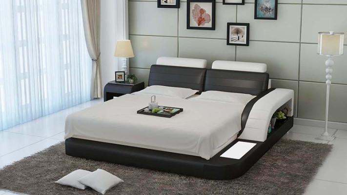 Modernes Schlafzimmer Bett Hochwertiges Design Betten Polster Multifunktion +USB