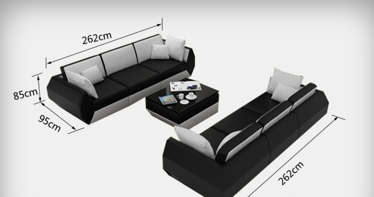 Ledersofa Couch Wohnlandschaft 3+3 Sitzer Garnitur Design Modern