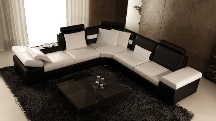 Ledersofa Sofa Couch Wohnlandschaft Ecksofa Garnitur Design Modern Sofa K5014B
