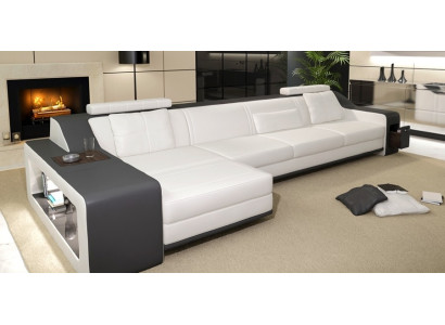 Design Ecksofa Sofa Couch Polster Sitz Eck Garnitur Sofas Leder Textil Themar WG
