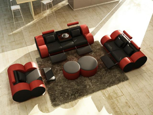 LEDER SOFA 3/2/1 SITZER RELAX COUCH SOFAGARNITUR COUCHGARNITUR POLSTERGARNITUR