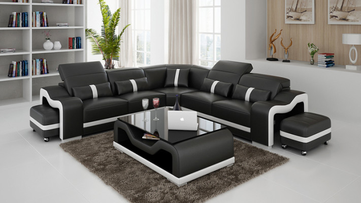 Ledersofa Couch Wohnlandschaft Ecksofa Sofa Eck Modern Design Garnitur