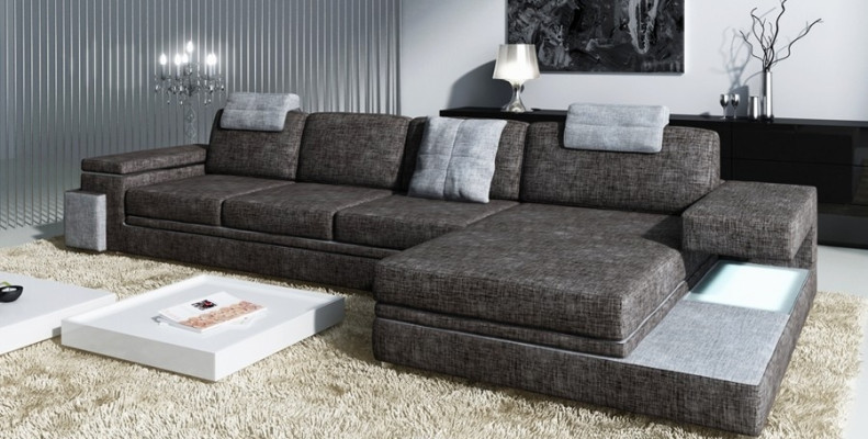 Design Ledersofa Sofa Couch Polster Garnitur Wohnlandschaft Eck Textil