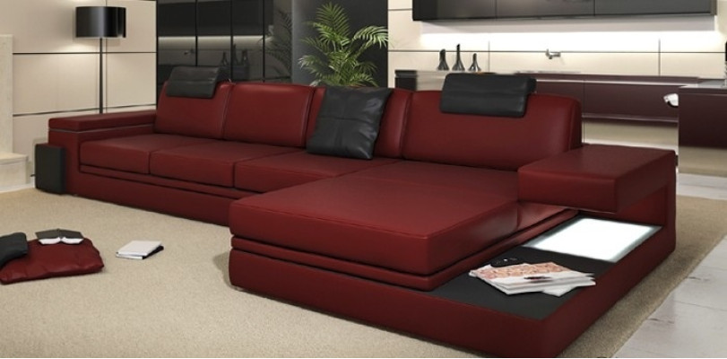 Design Ledersofa Sofa Couch Polster Dekor Wohnlandschaft Eck Garnitur Ecke