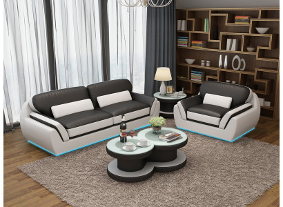 Ledersofa Couch Sofagarnitur 3+1 Sitzer Garnitur Design Modern Neu Sofa