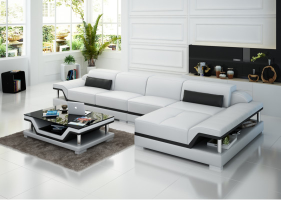Design Ledersofa Sofa Couch Polster Eckgarnitur Sitzgarnitur Leder Couchen 8004C 