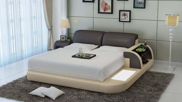 Bett Design Luxus Luxus Betten Leder Modernes Schlafzimmer 140/160/180 LB8812