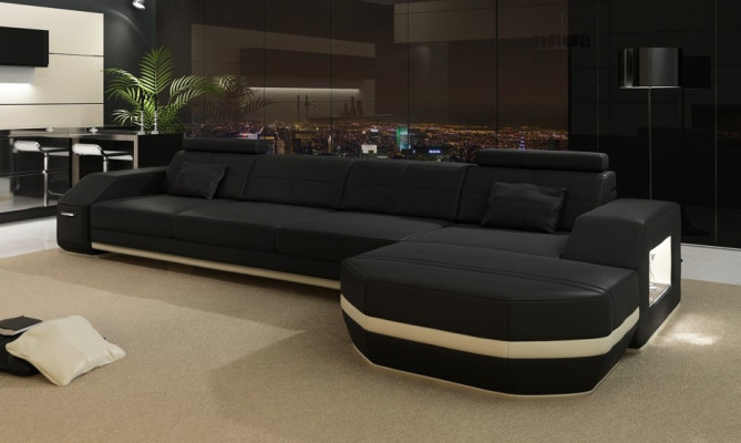 Design Ecksofa Couch Polster Eck Garnitur Ledersofa Ecke Wohnlandschaft PH300B
