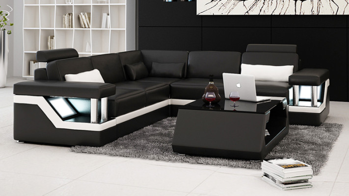 Ledersofa Couch Wohnlandschaft Eck Modern Dekor Ecksofa Design Garnitur