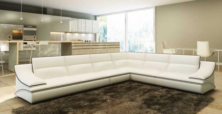 Wohnlandschaft Designer Sofa Couch Big Polster Leder Sofas Eck Ecke Sitz Black