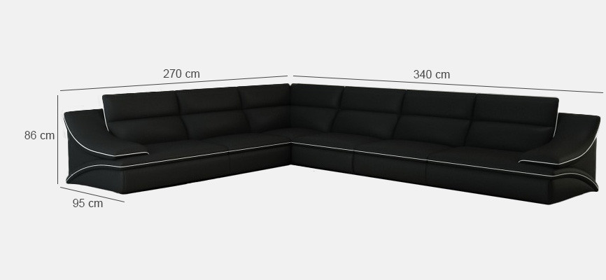 Wohnlandschaft Designer Sofa Couch Big Polster Leder Sofas Eck Ecke Sitz Black