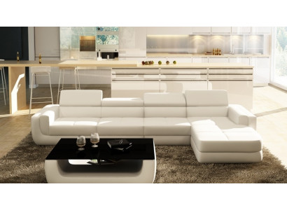 Ecksofa Ledersofa Wohnlandschaft L Form Sofa Couch Polster Sitz Ecke Tettau Weiß