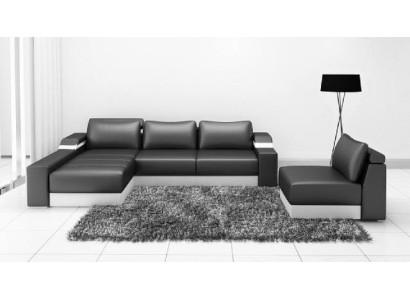 Ecksofa Eck Sofa Couch Polster Leder Garnitur Wohnlandschaft Chaiselounge