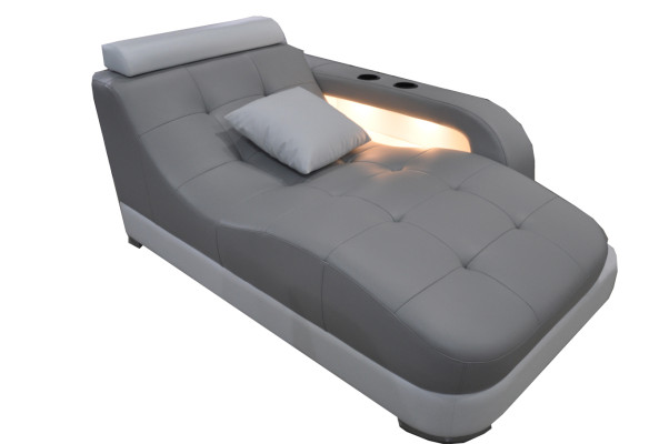 Designer Leder Chaiselongues Modern Grau Liege Ottomane Sofa Echtes Leder Relax