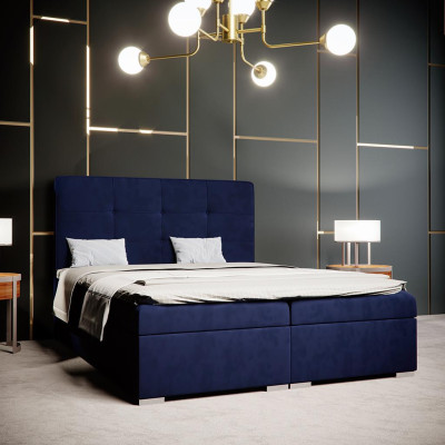 Blaues Boxspring Bett Hotel Doppel Luxus Betten Polster Bettkasten Funktion Neu