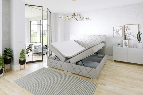 Boxspring Bett Hotel Doppel Samt Luxus Betten Polster Bettkasten Funktion Braun