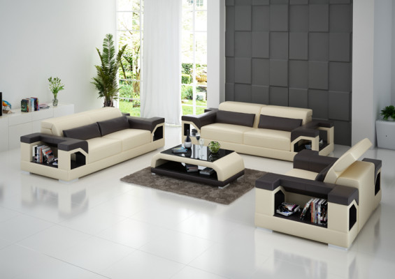 Ledersofa Couch Sofagarnitur Set 3+2+1 Sitzer Garnitur Design Modern Sofa